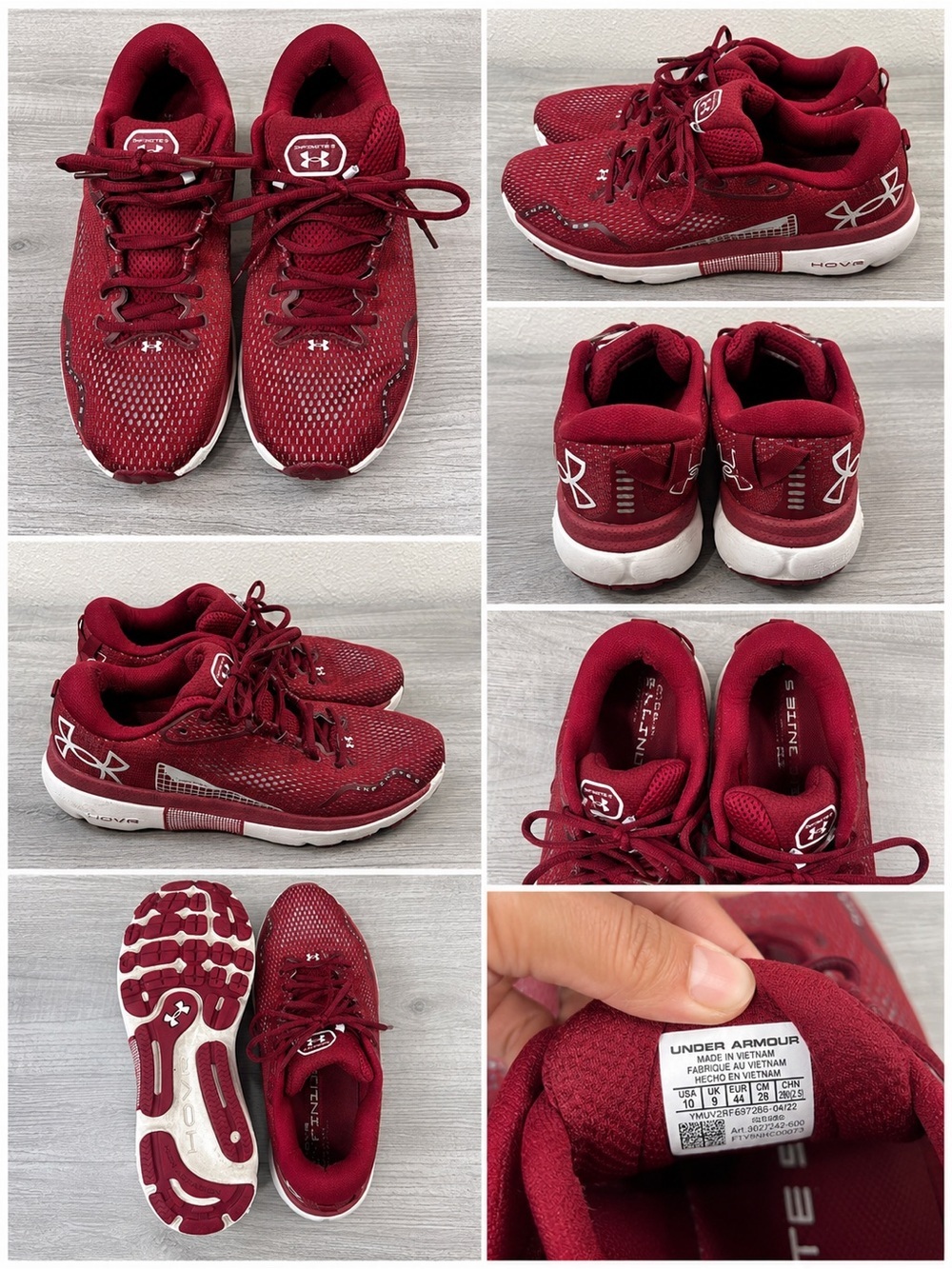 Under Armour Men's Size 10 Deep Red Athletic Sneakers Running Shoes